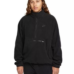 Nike Men's Club Fleece+ Half-Zip Logo Hoodie (Black/Black)